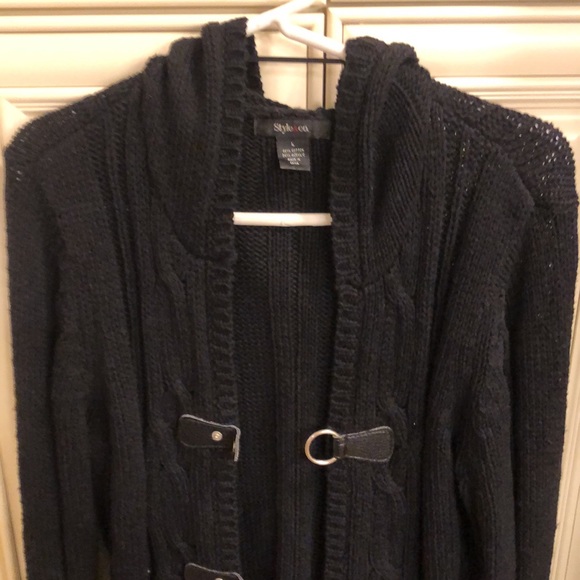 Style & Co Hooded Sweater with front Buckles - Picture 4 of 10